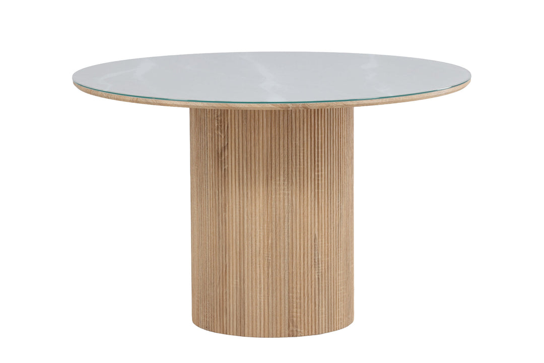 Vind Härön Dining Table ø120x75 cm - MDF Nature 3D Paper / Tempered Glass FSC 100%