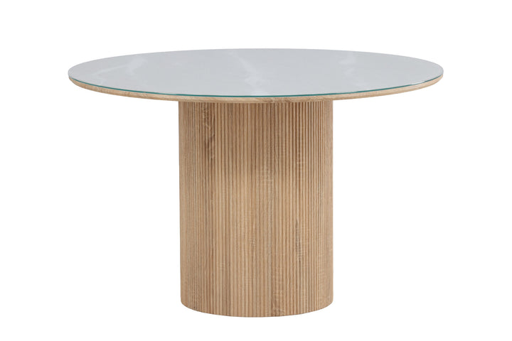 Vind Härön Dining Table ø120x75 cm - MDF Nature 3D Paper / Tempered Glass FSC 100%
