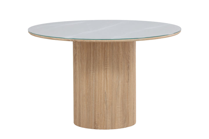 Vind Härön Dining Table ø120x75 cm - MDF Nature 3D Paper / Tempered Glass FSC 100%