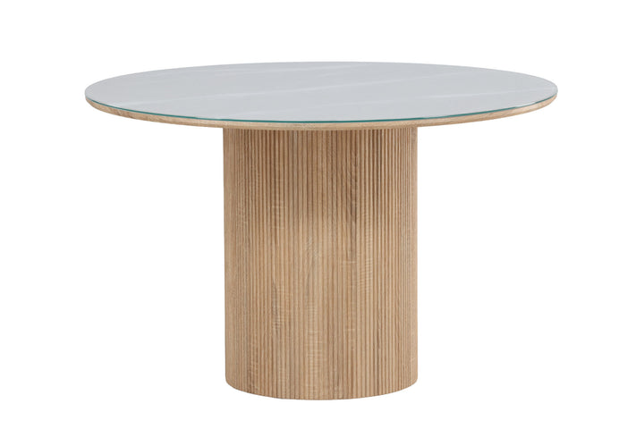 Vind Härön Dining Table ø120x75 cm - MDF Nature 3D Paper / Tempered Glass FSC 100%