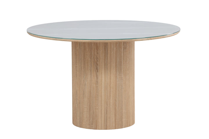 Vind Härön Dining Table ø120x75 cm - MDF Nature 3D Paper / Tempered Glass FSC 100%