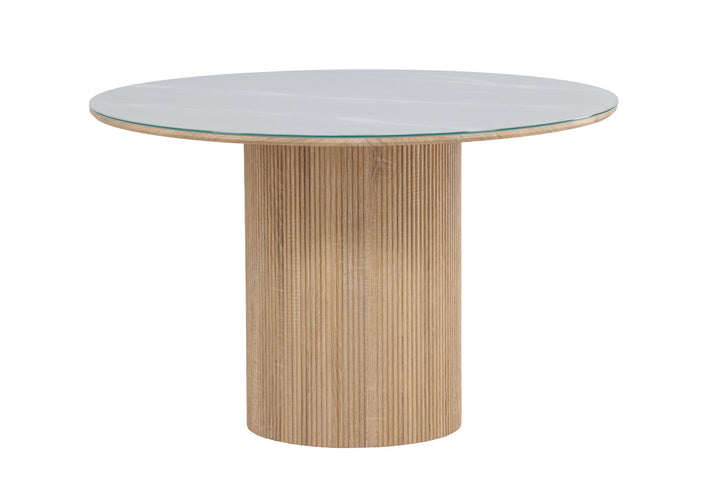 Vind Härön Dining Table ø120x75 cm - MDF Nature 3D Paper / Tempered Glass FSC 100%