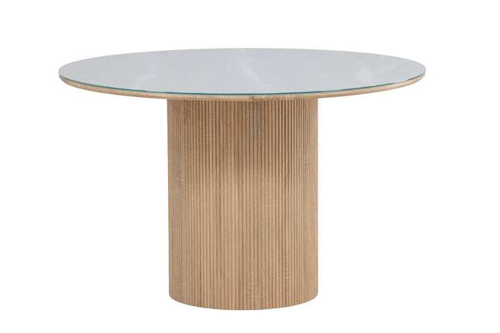 Vind Härön Dining Table ø120x75 cm - MDF Nature 3D Paper / Tempered Glass FSC 100%