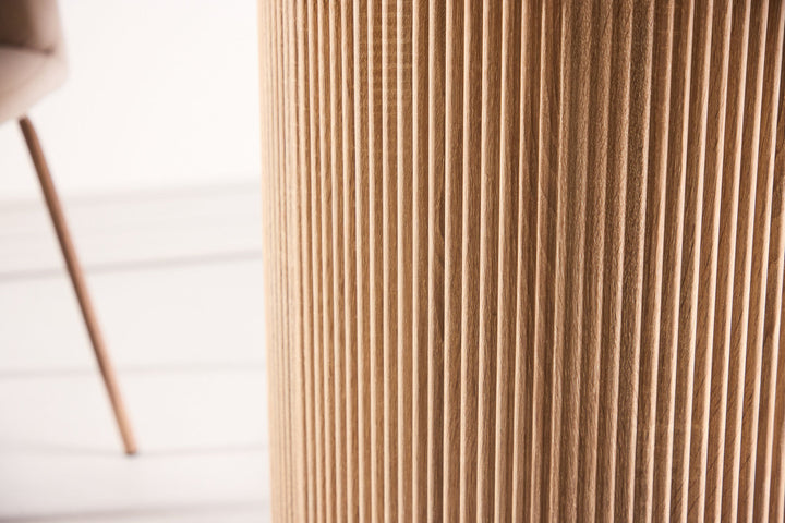 Vind Härön Dining Table ø120x75 cm - MDF Nature 3D Paper / Tempered Glass FSC 100%