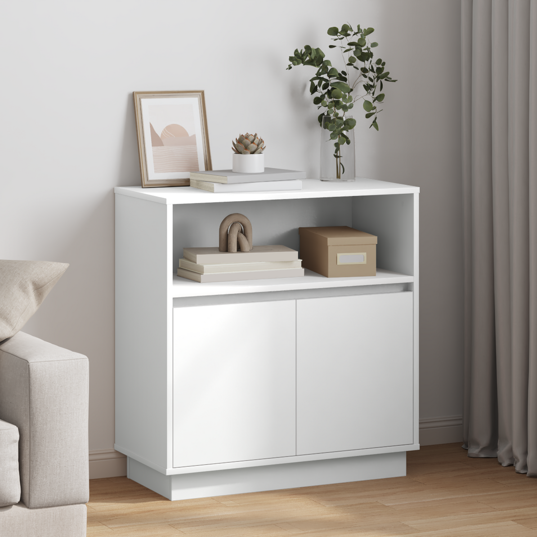 LED Sideboard Hvid 71 x 34,5 x 75 cm Konstrueret træ