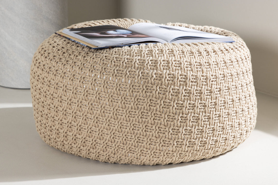 Venture Home Sam Round Pouf - ⌀45 / Beige