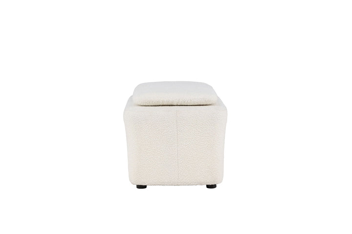Venture Home Laurel  Ottoman - White boucle  /