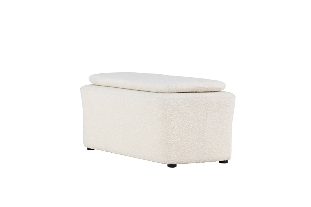 Venture Home Laurel  Ottoman - White boucle  /