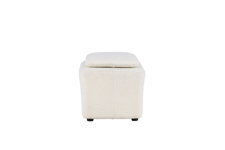 Venture Home Laurel  Ottoman - White boucle  /