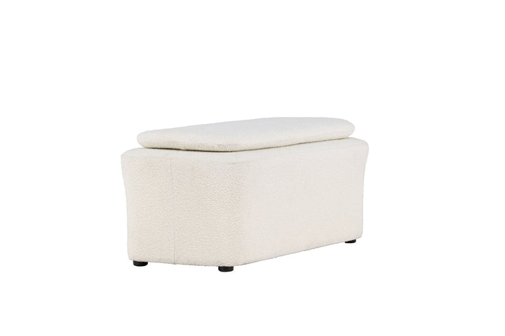 Venture Home Laurel  Ottoman - White boucle  /
