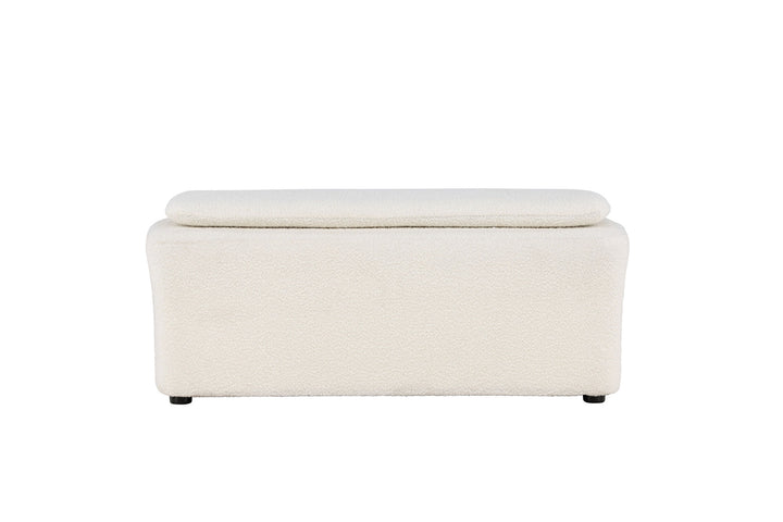 Venture Home Laurel  Ottoman - White boucle  /