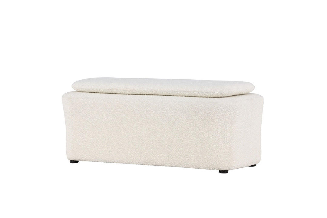 Venture Home Laurel  Ottoman - White boucle  /