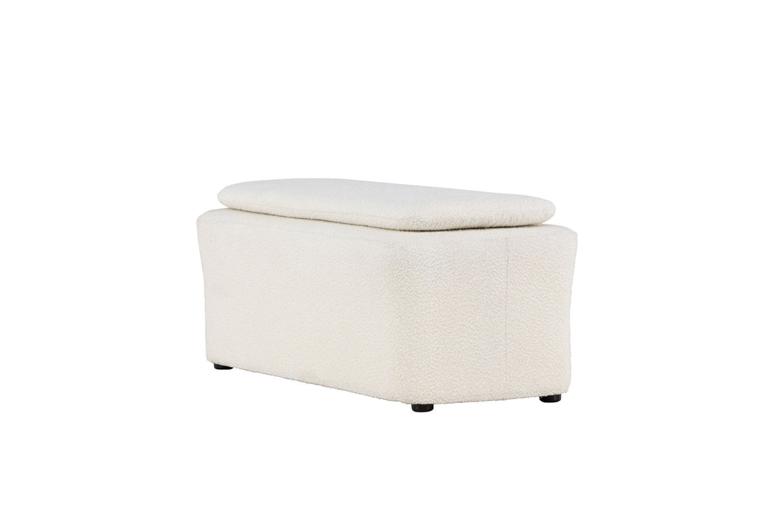 Venture Home Laurel  Ottoman - White boucle  /