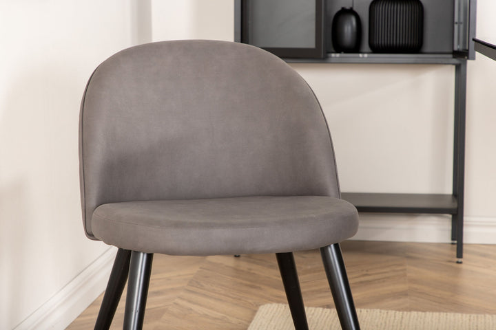 Venture Home Leif Dining Table , Black Black smoked smoked Glass+Velvet Stitches Chair , Black Grey Micro Fibre_6