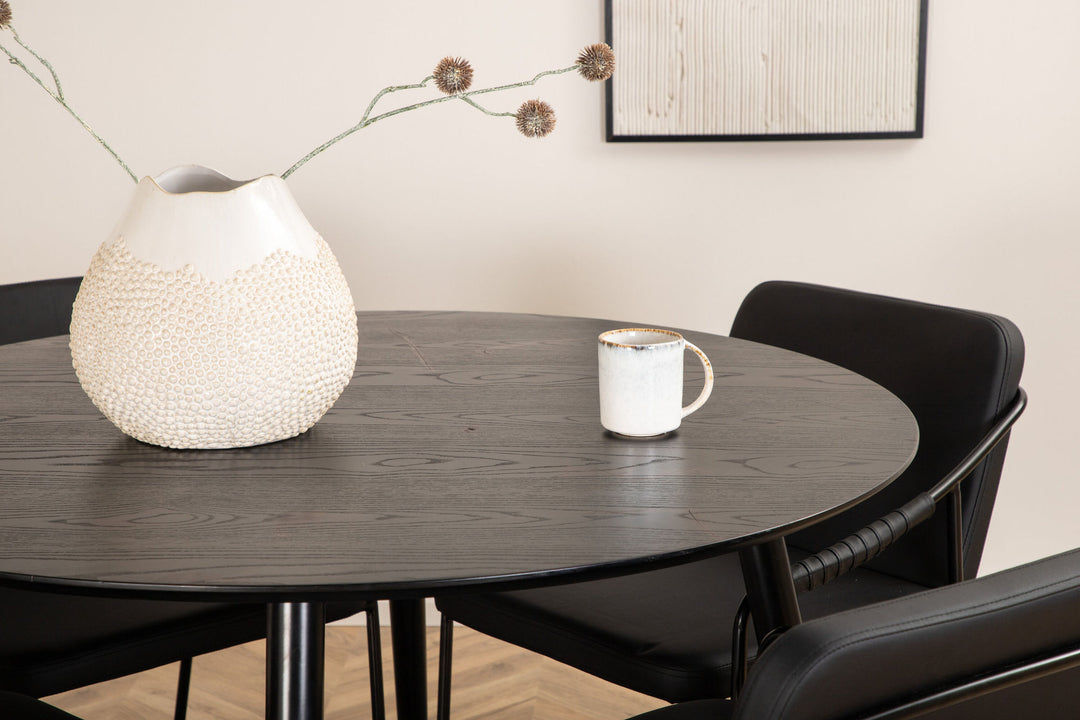 Venture Home Dipp Dining Table - 115cm - Black Veneer / All black legs +Tvist Chair - Black / Black PU_4