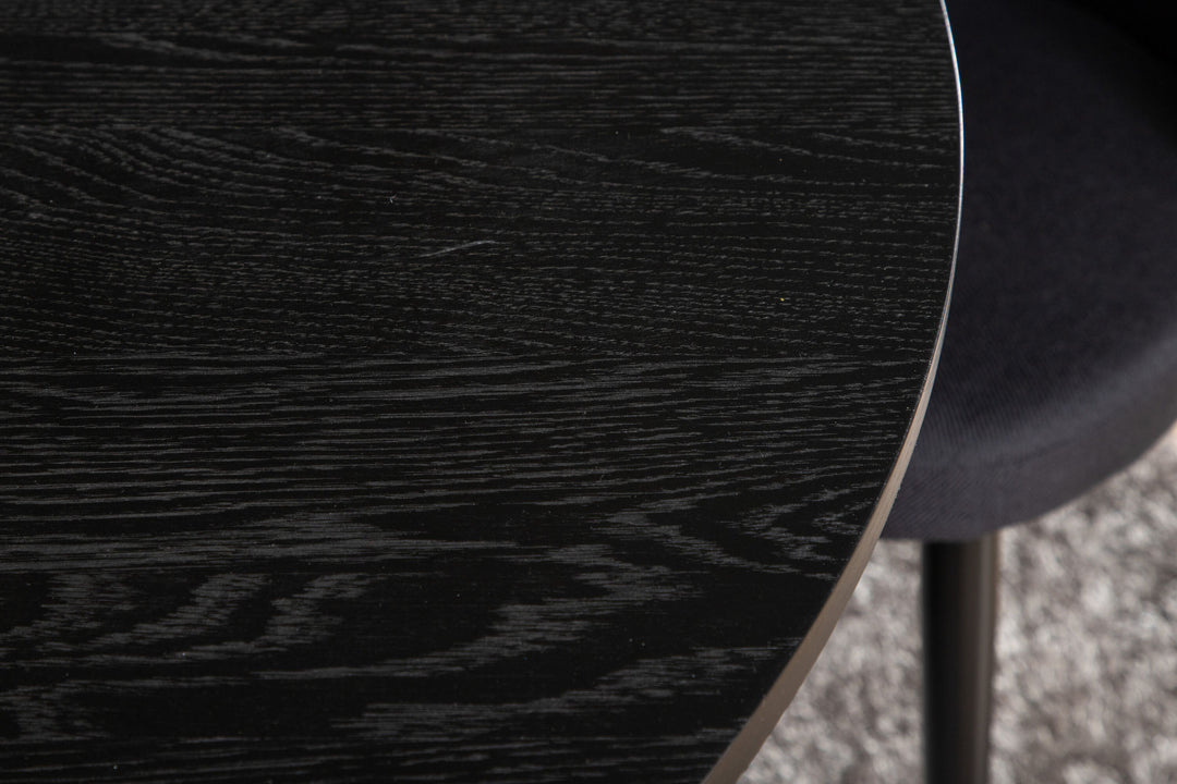 Venture Home Bianca Round Dining Table , Black Black Veneer+Velvet Dining Chiar , Black legs, Black Fabric_4