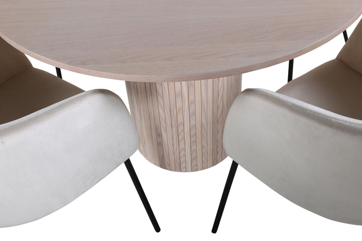 Venture Home Bianca Round Dining Table , White Wash Black Veneer+Berit Chair , Black Beige Velvet_4