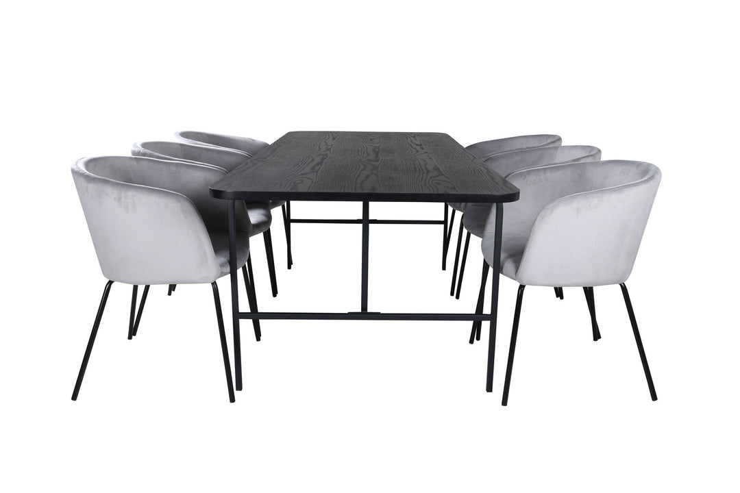 Venture Home Uno Dining Table , Black Black Veneer+Berit Chair , Black Light Grey Velvet_6