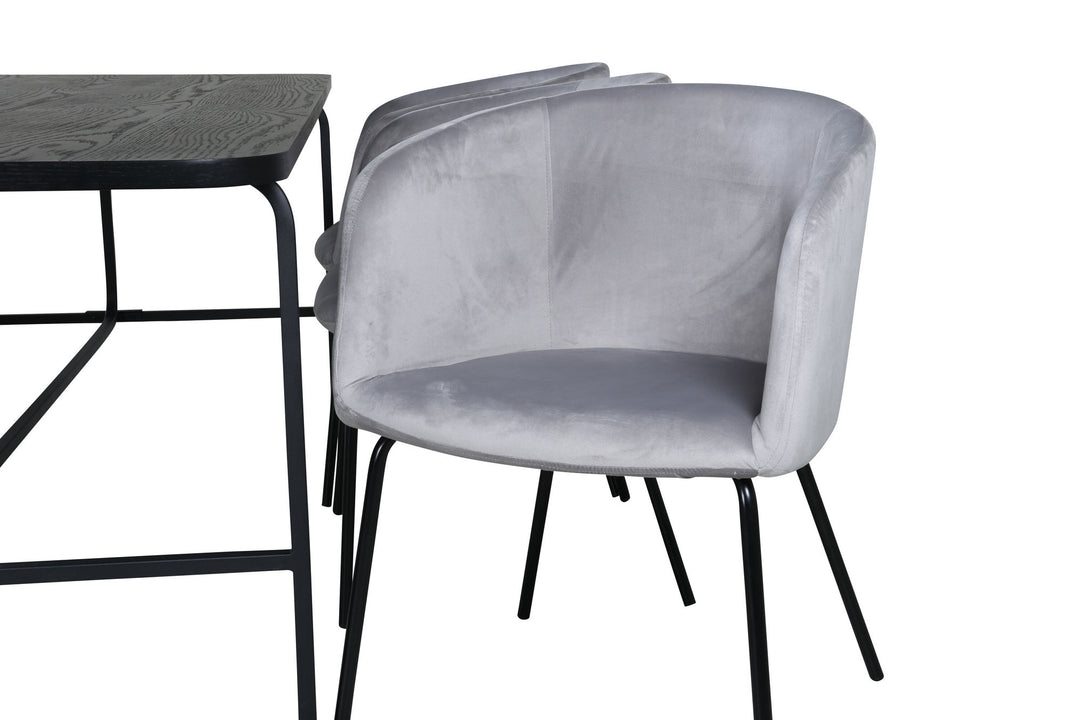 Venture Home Uno Dining Table , Black Black Veneer+Berit Chair , Black Light Grey Velvet_6