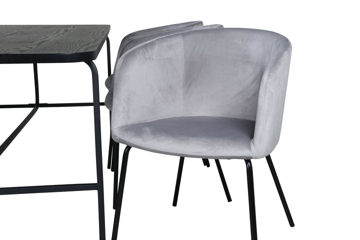Venture Home Uno Dining Table , Black Black Veneer+Berit Chair , Black Light Grey Velvet_6