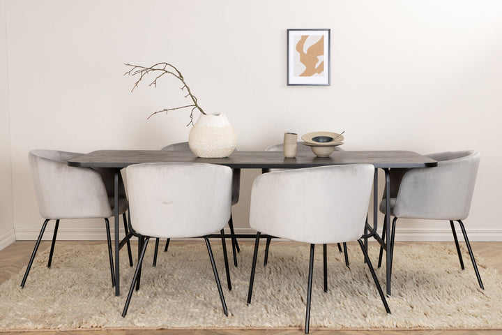 Venture Home Uno Dining Table , Black Black Veneer+Berit Chair , Black Light Grey Velvet_6