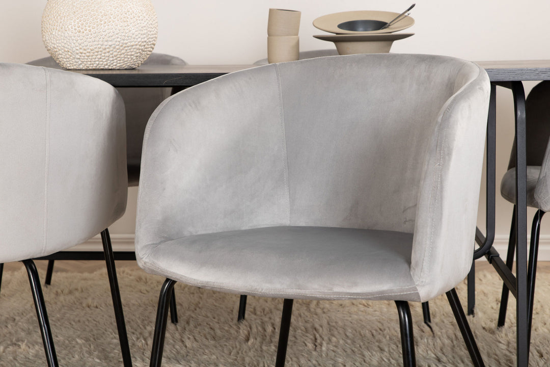 Venture Home Uno Dining Table , Black Black Veneer+Berit Chair , Black Light Grey Velvet_6