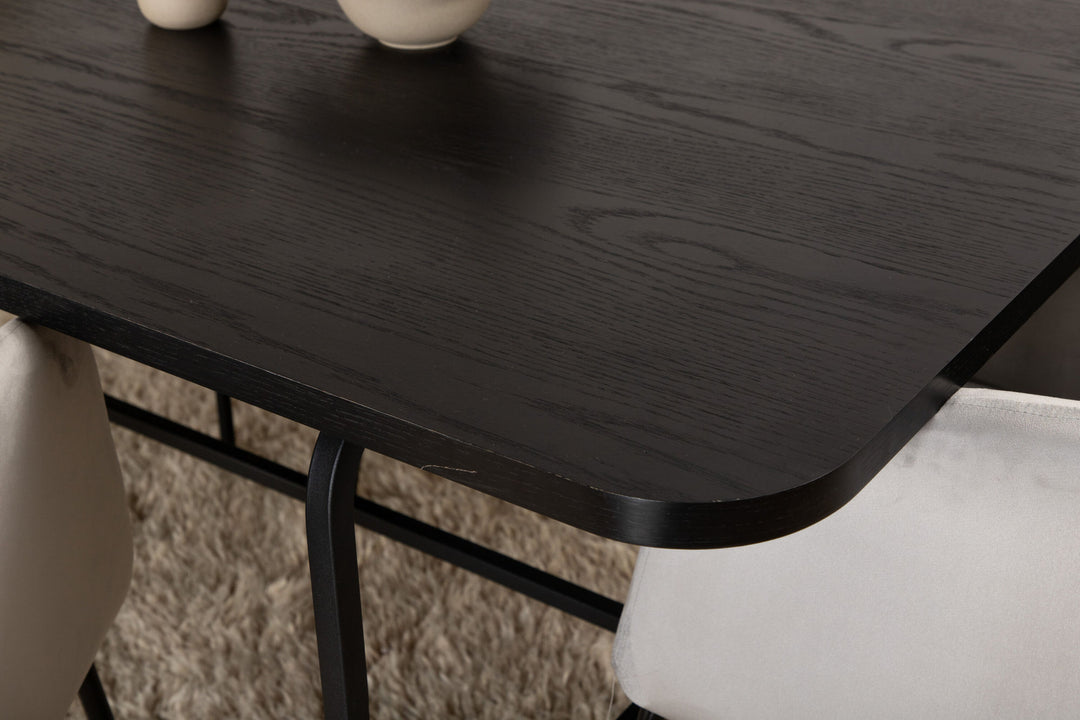 Venture Home Uno Dining Table , Black Black Veneer+Berit Chair , Black Light Grey Velvet_6