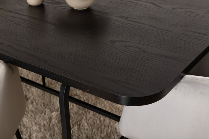 Venture Home Uno Dining Table , Black Black Veneer+Berit Chair , Black Light Grey Velvet_6