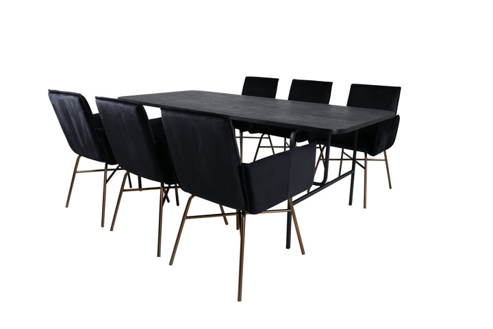 Venture Home Uno Dining Table , Black Black Veneer+Petra Chair , Black Black Velvet_6