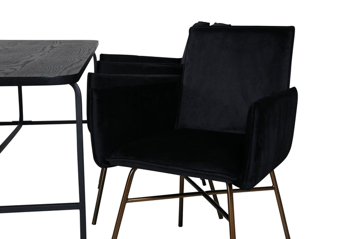 Venture Home Uno Dining Table , Black Black Veneer+Petra Chair , Black Black Velvet_6