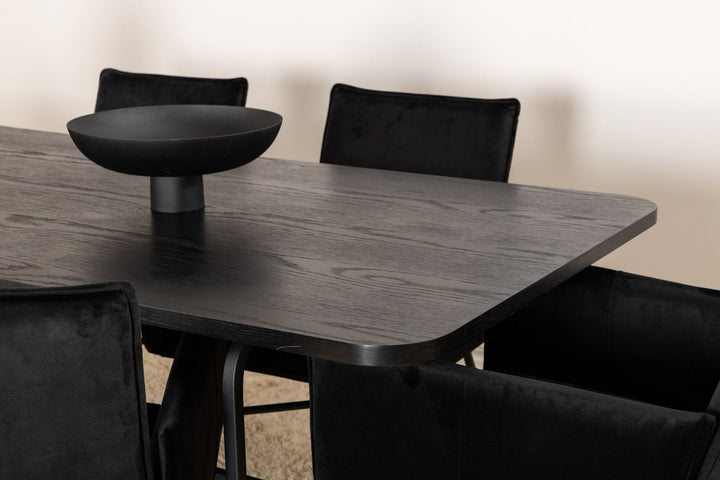 Venture Home Uno Dining Table , Black Black Veneer+Petra Chair , Black Black Velvet_6
