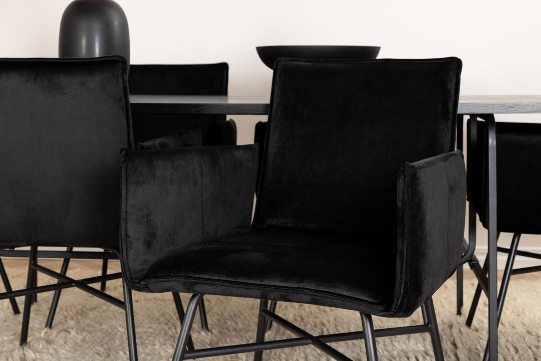 Venture Home Uno Dining Table , Black Black Veneer+Petra Chair , Black Black Velvet_6