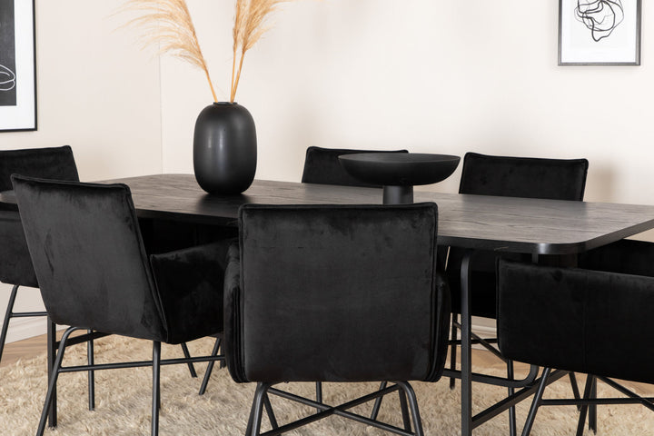 Venture Home Uno Dining Table , Black Black Veneer+Petra Chair , Black Black Velvet_6