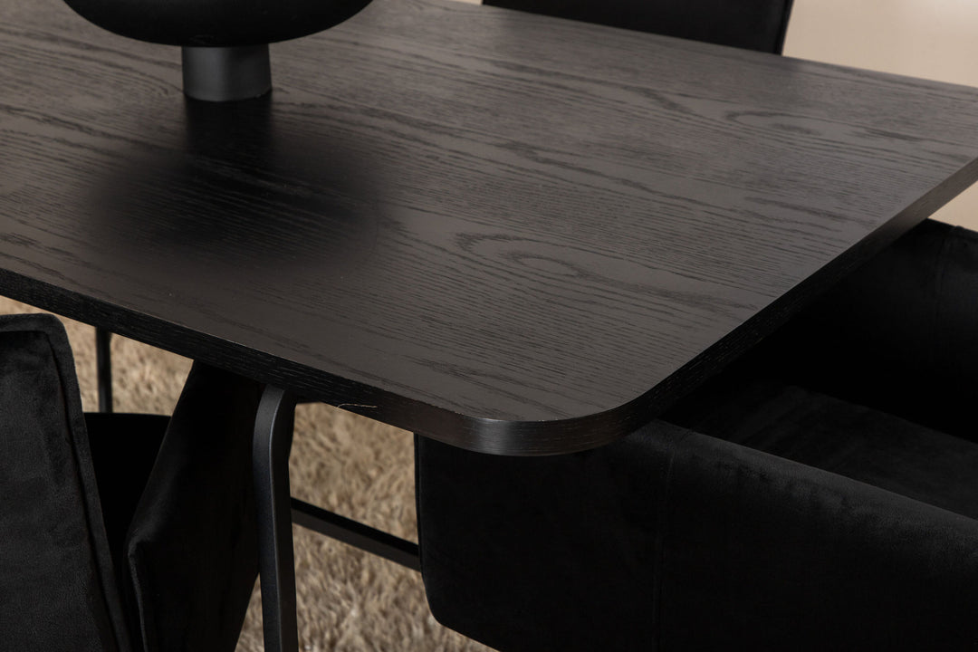 Venture Home Uno Dining Table , Black Black Veneer+Petra Chair , Black Black Velvet_6