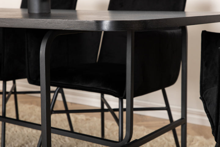 Venture Home Uno Dining Table , Black Black Veneer+Petra Chair , Black Black Velvet_6