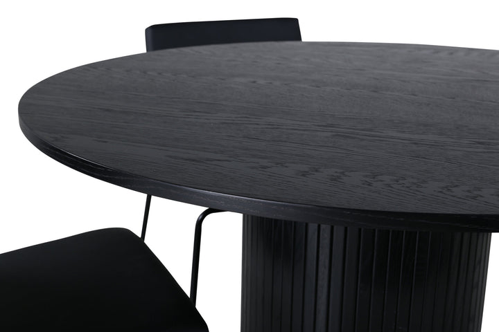 Venture Home Bianca Round Dining Table , Black Black Veneer+Kenth Chair , Black Black PU_4