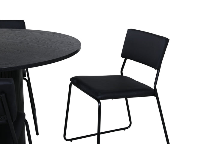 Venture Home Bianca Round Dining Table , Black Black Veneer+Kenth Chair , Black Black PU_4