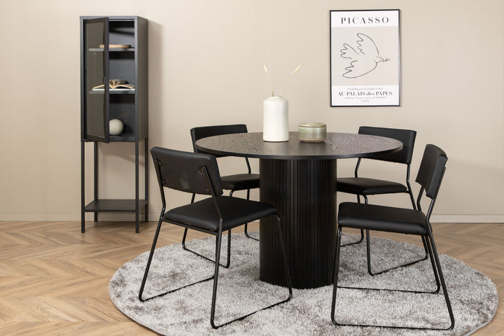 Venture Home Bianca Round Dining Table , Black Black Veneer+Kenth Chair , Black Black PU_4