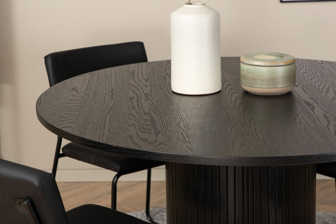 Venture Home Bianca Round Dining Table , Black Black Veneer+Kenth Chair , Black Black PU_4