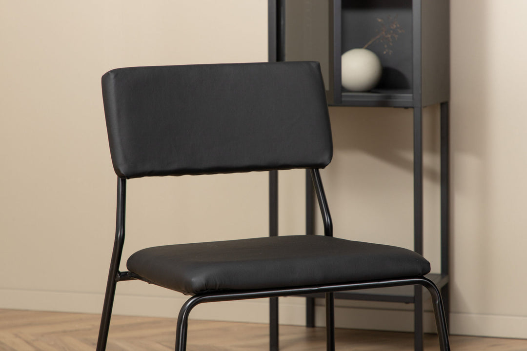 Venture Home Bianca Round Dining Table , Black Black Veneer+Kenth Chair , Black Black PU_4