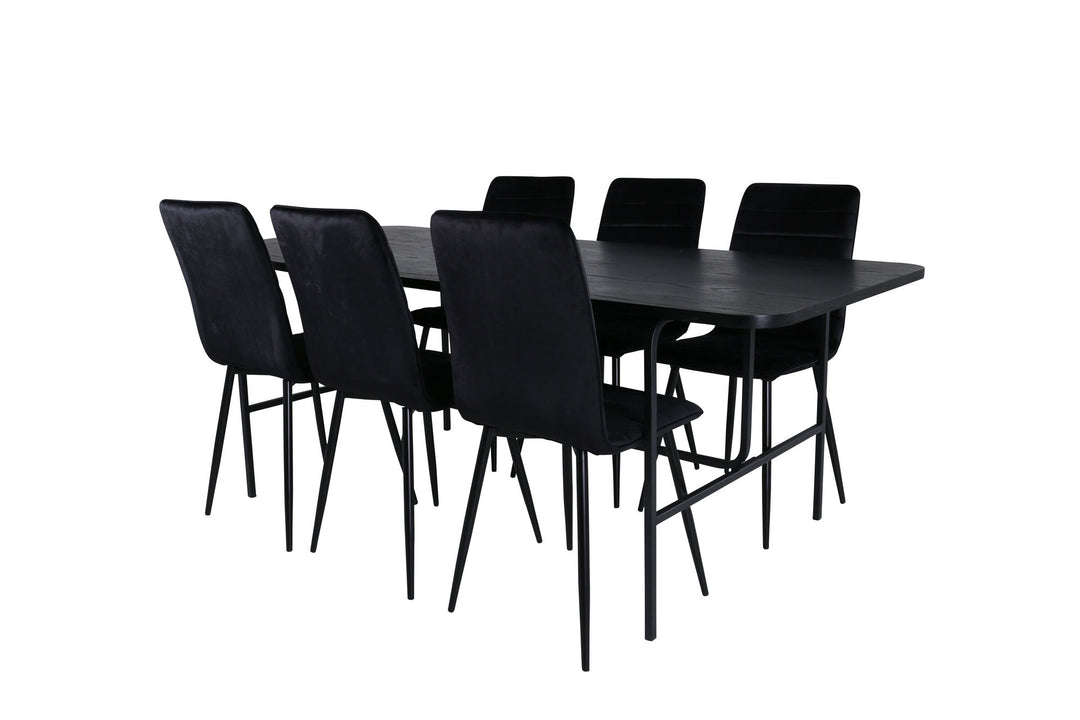 Venture Home Uno Dining Table , Black Black Veneer+Windu Lyx Chair , Black Black Velvet_6