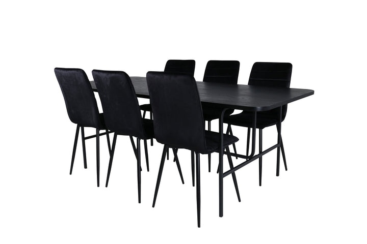 Venture Home Uno Dining Table , Black Black Veneer+Windu Lyx Chair , Black Black Velvet_6