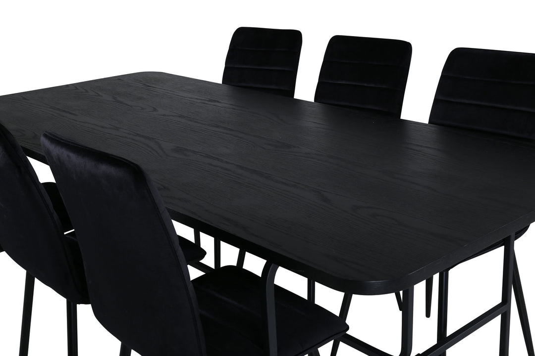 Venture Home Uno Dining Table , Black Black Veneer+Windu Lyx Chair , Black Black Velvet_6