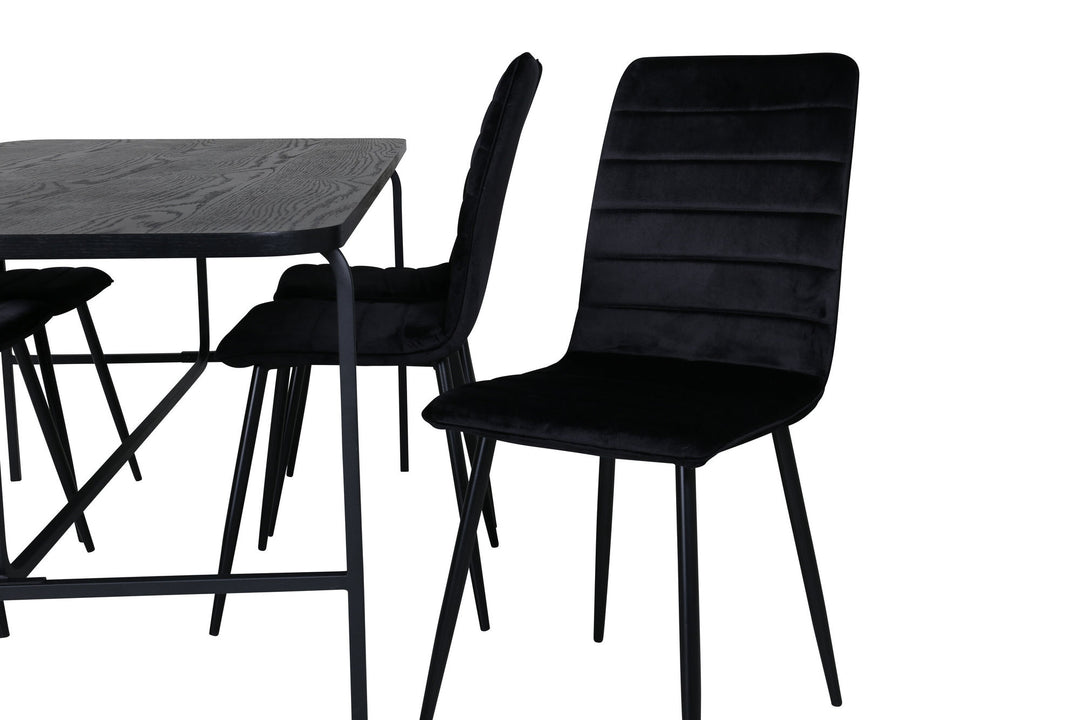 Venture Home Uno Dining Table , Black Black Veneer+Windu Lyx Chair , Black Black Velvet_6