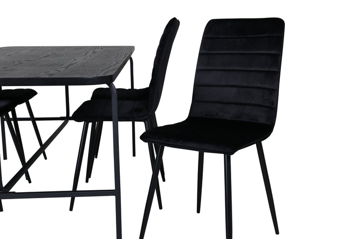 Venture Home Uno Dining Table , Black Black Veneer+Windu Lyx Chair , Black Black Velvet_6