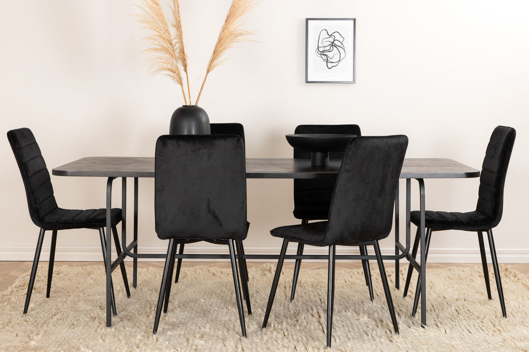 Venture Home Uno Dining Table , Black Black Veneer+Windu Lyx Chair , Black Black Velvet_6