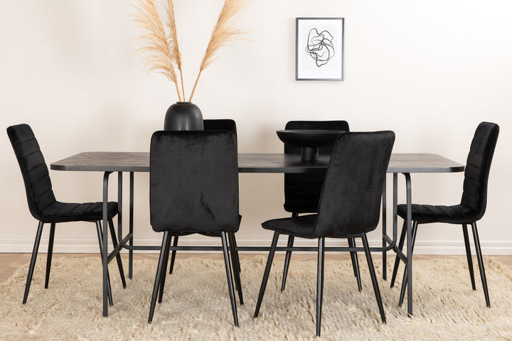 Venture Home Uno Dining Table , Black Black Veneer+Windu Lyx Chair , Black Black Velvet_6
