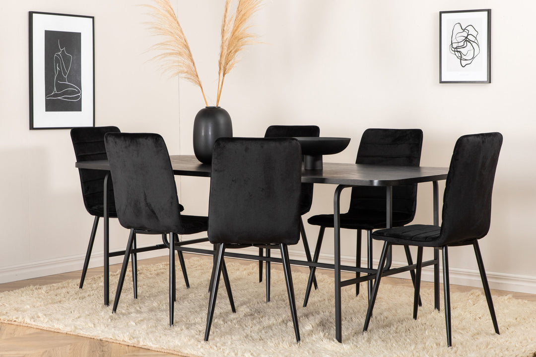 Venture Home Uno Dining Table , Black Black Veneer+Windu Lyx Chair , Black Black Velvet_6
