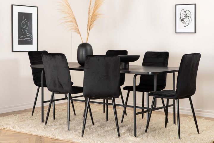 Venture Home Uno Dining Table , Black Black Veneer+Windu Lyx Chair , Black Black Velvet_6