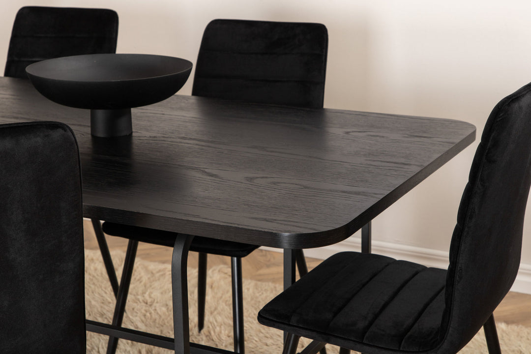 Venture Home Uno Dining Table , Black Black Veneer+Windu Lyx Chair , Black Black Velvet_6